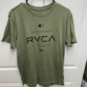 Rvca olive green red thread tee shirt size large